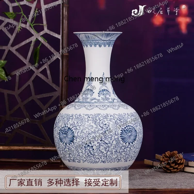 A74Hand-painted vase tangled lotus appreciation vase Jingdezhen ceramic blue and white porcelain factory direct sales