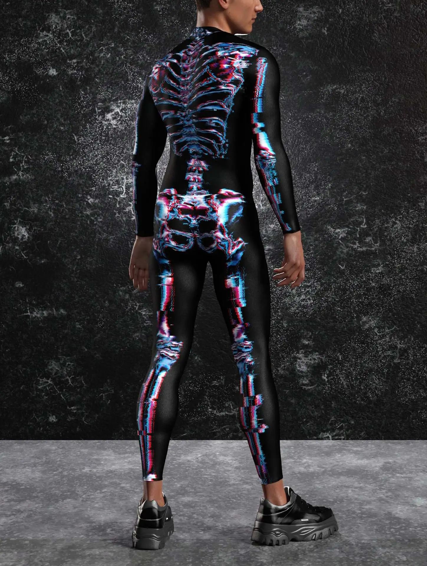 Herren Sexy Bunter Print Bodysuit Punk Morphsuit Halloween Roboter Zentai Anzug Feiertagsparty Jumpsuit Rave Cosplay Kostüm – Detail 25