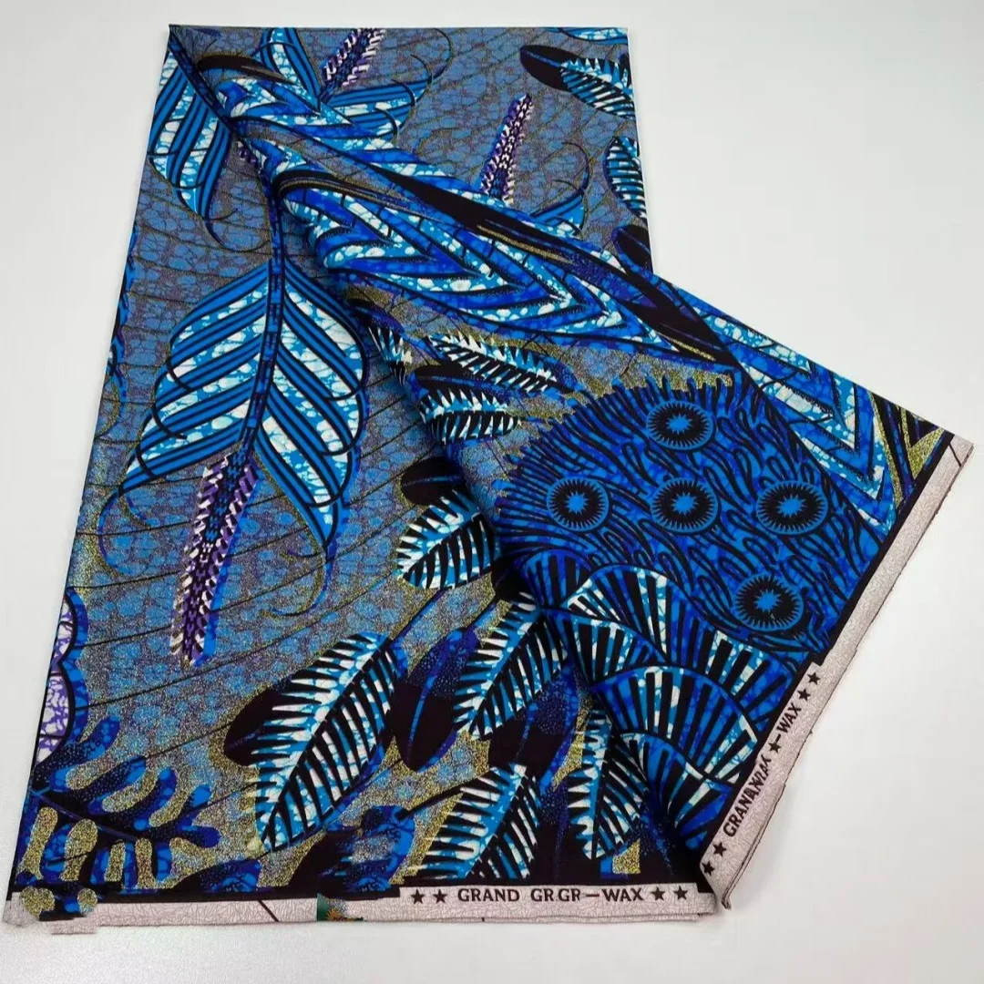 

2025 нигерийская африканская ткань с принтом золотой воски, высокое качество для лоскутного шитья, новый стиль, ткань для одежды, домашний декор 3C10