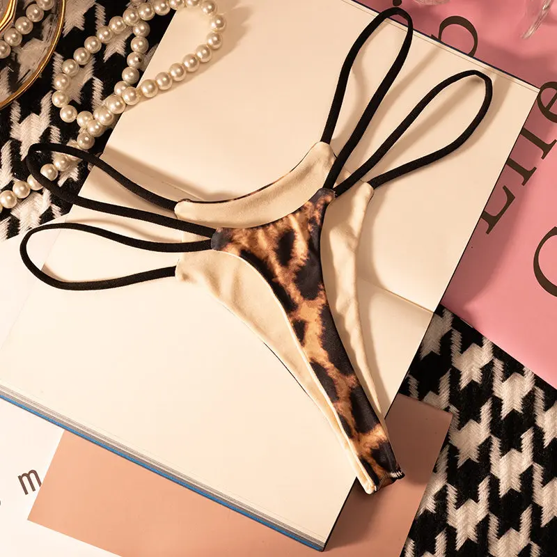 G-String Tanga Leopard Damen Höschen Sexy Slips Baumwolle T-Back Unterwäsche Niedriger Bund Nahtlose Damen-Lingerie Größe S-XL