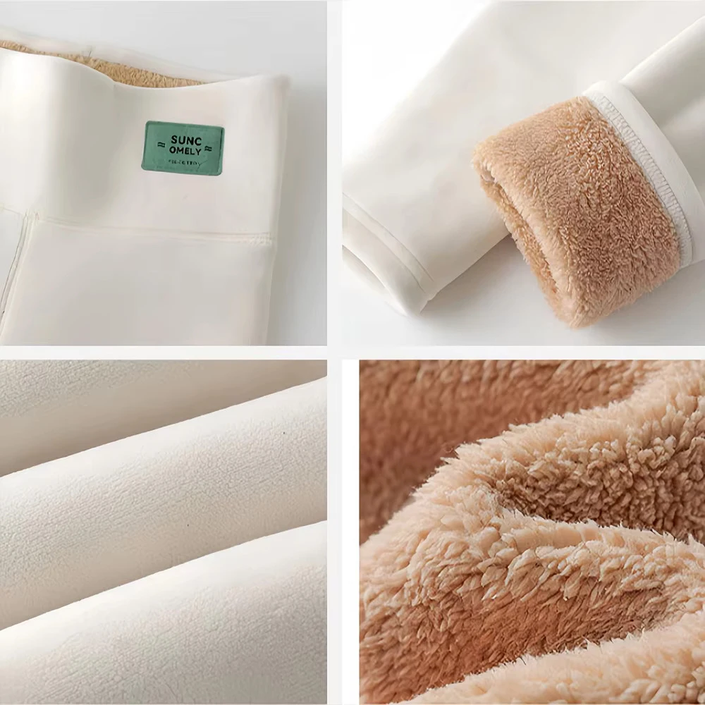 المرأة صوف مبطن طماق الحرارية شتاء دافئ الجوارب عالية الخصر سميكة الجوارب الترمس السراويل للطقس البارد #4