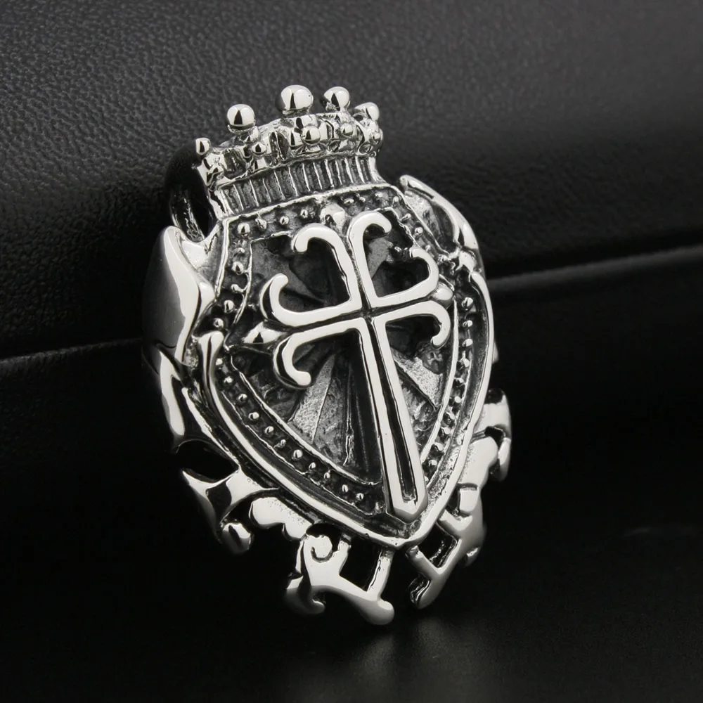 

Shield Cross 925 Sterling Silver Pendant Biker Rock Punk Jewelry 8N028