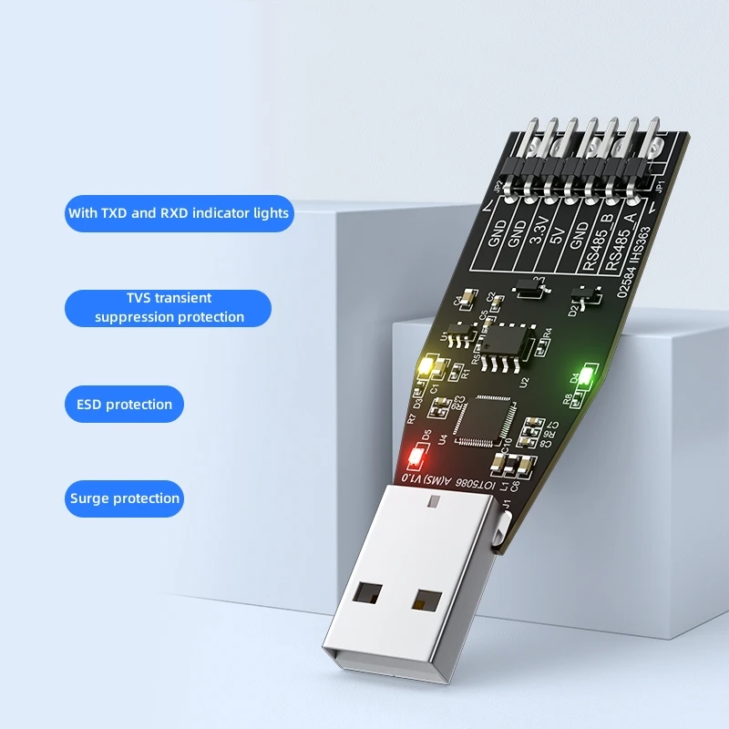3PCS DTECH IOT5086A(MS) Half-duplex RS485 Serial Port Communication Module USB To RS485 Serial Port Converter