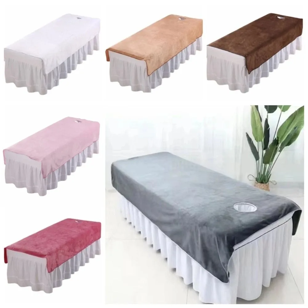 Comfortable SPA Bedspread Soft with Face Hole Massage Bed Sheets Velvet Thickened Cosmetic Bed Sheet Massage Treatment