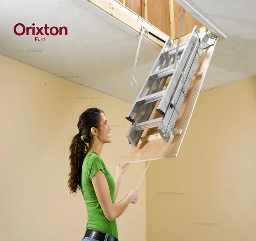 Stable household  folding ladder thickened aluminum alloy loft ladder villa stairs telescopic