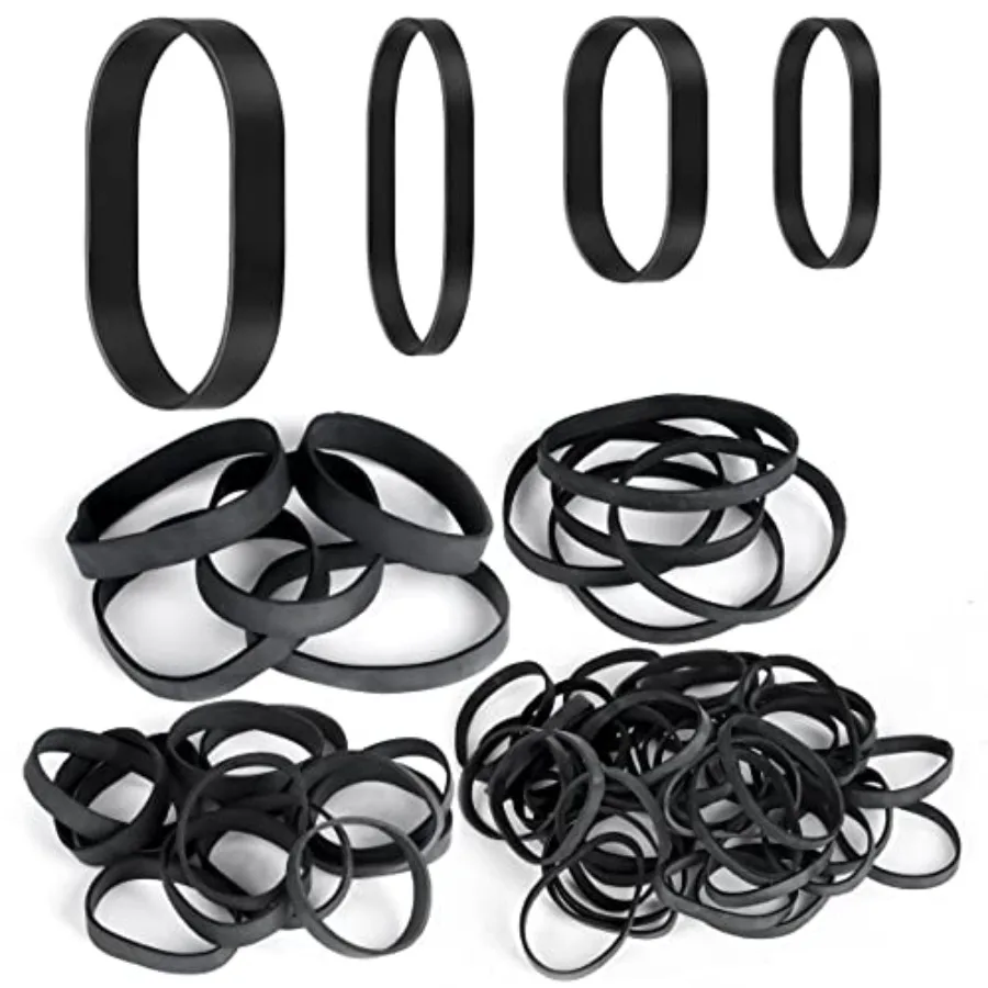 

62 Pcs Tactical Heavy Duty Black Elastic Wide Thick UV Heat Cold Resistant Rubber Bands for Camping Survival 4 Sizes