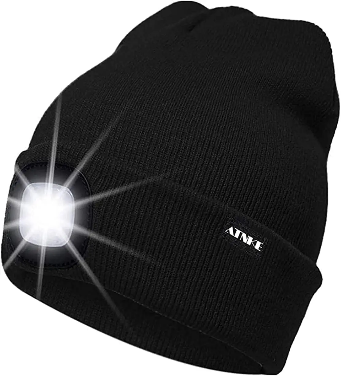 Cappello Illuminato Berretto,USB Ricaricabile Cappello da Corsa 4 LED Impermeabile Luce Invernale Calda Lampada Frontale Regali per Uomo e Donna
