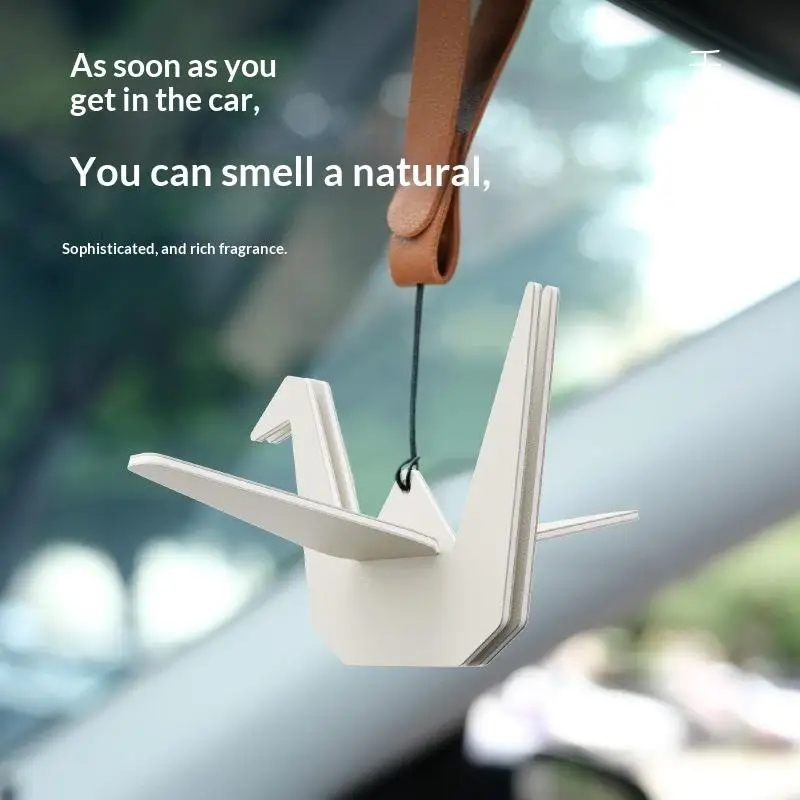 Origami Crane Scent Diffuser Aromatic Car Air Freshener Pendant Interior Rearview Mirror Decoration Hanging Accessory No Scent