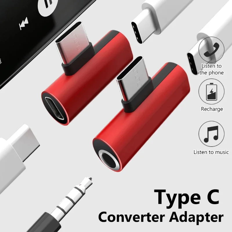 Convertidor de Cable de carga de auriculares 2 en 1 tipo C a conector de 3,5mm adaptador USB 3,0 a tipo C OTG para MacbookPro Xiaomi Huawei tipo C