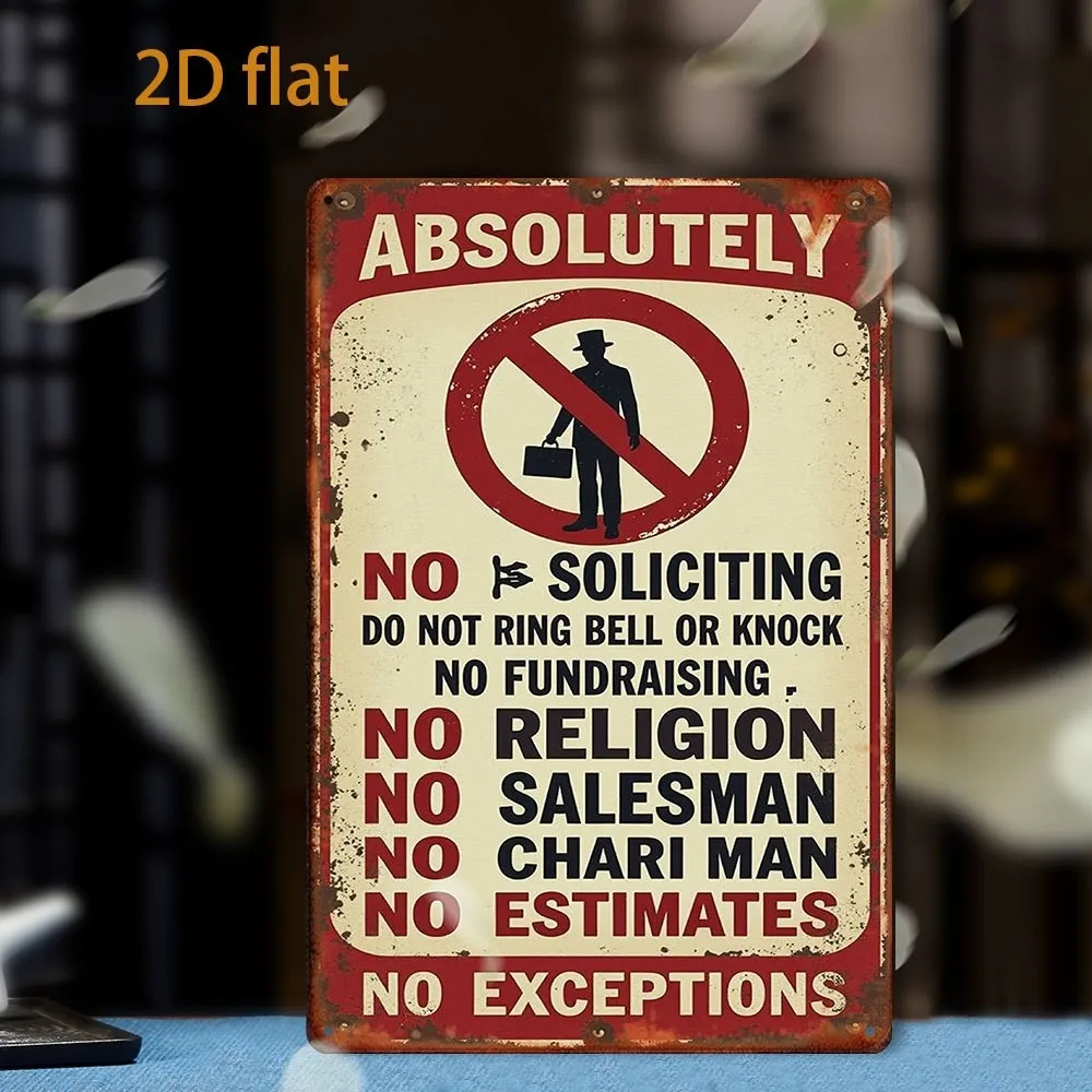 Vintage Metal Sign Retro Anti-Solicitation Tin Sign Wall Decor for Home & Office