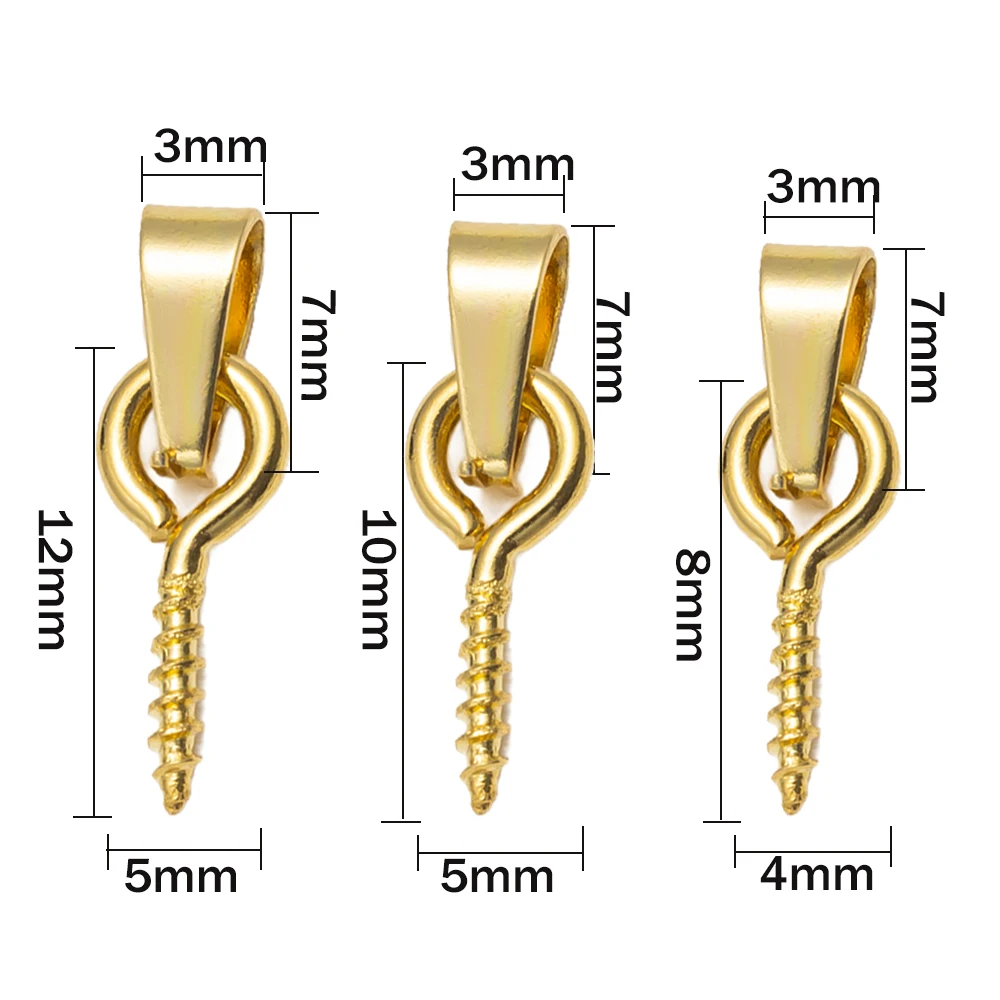 20pcs Stainless Steel Screw Eye Pins Bail Top Drilled Beads End Pendants Charms Connectors Dangle Charm for DIY Jewelry Making