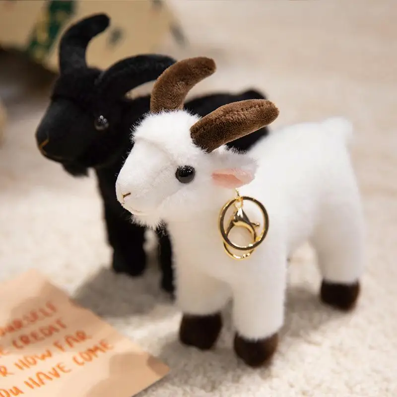 1Pcs Soft Stuffed Standing Goat Toy Lifelike Goat Pendant Plush Toys Cute Mini Animal Cool Keyring Bags Decoration