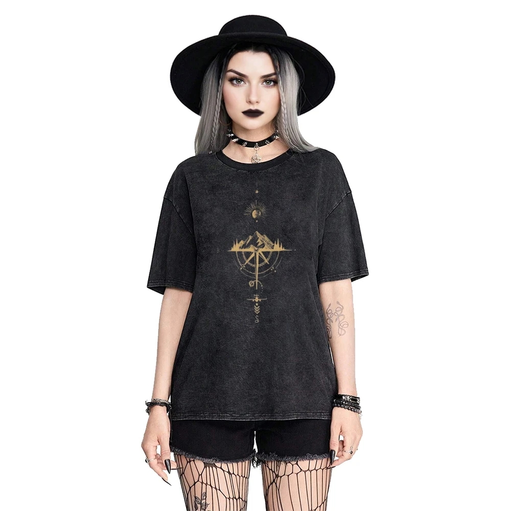 T-Shirt manches courtes homme, Streetwear, imprimé Y2K, pur coton délavé, tendance, Style Harajuku, été 2025