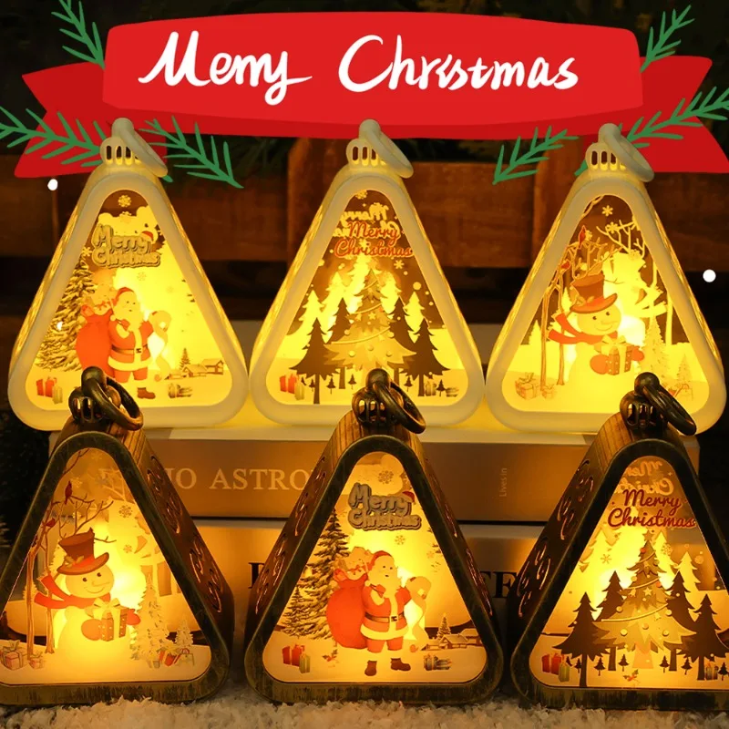 

Christmas Atmosphere Night Light LED Portable Night Lamp Home Hanging Lantern Battery Powered Lights Festive Gift New Year Decor