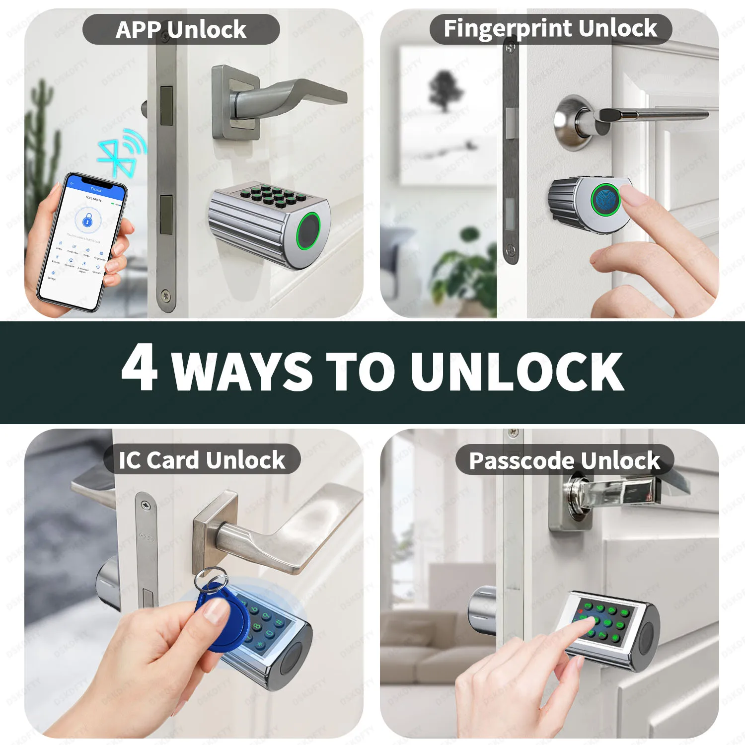 TTLOCK Fingerprint Door lock Easy to Replace Smart Electronic Door Lock with DIY Cylinder Core Fingerprint APP IC Card Unlock