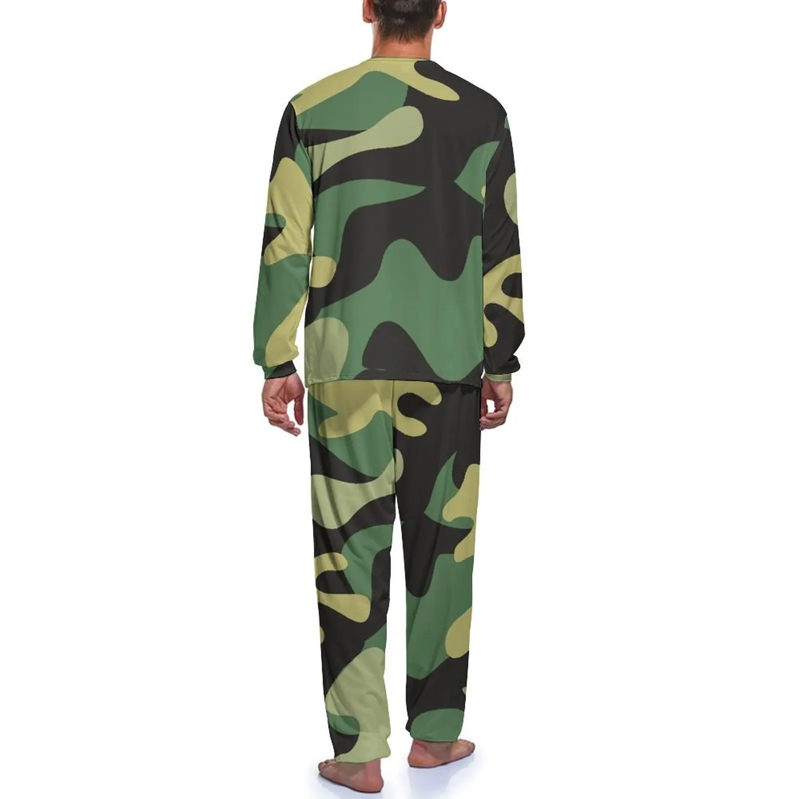 Leger Camouflage Pyjama 'S Heren Camouflage Trendy Huis Pak Herfst Lange Mouw Tweedelige Esthetische Design Pyjama Sets