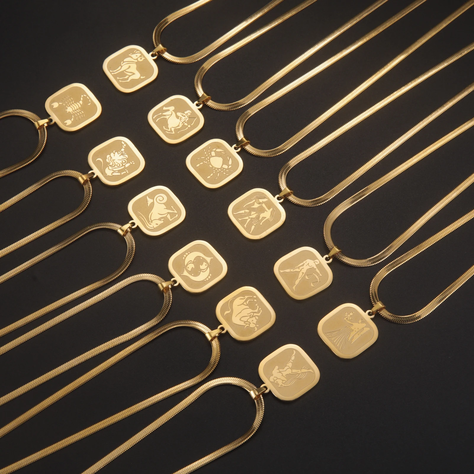 Skyريم 12 الأبراج زودياك النساء قلادة ليو الميزان الثور كوكبة مجوهرات الفولاذ المقاوم للصدأ ثعبان سلسلة هدايا عيد #5