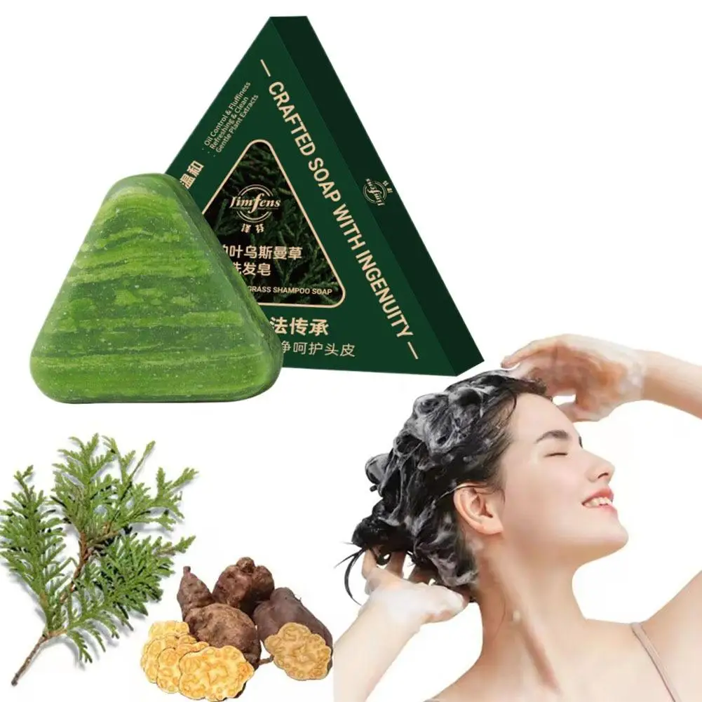 Champú en barra de medicina herbal con salvia, jengibre, ginseng y hierba usman, jabón de silicona para el cabello para la caspa y el picor del cuero cabelludo N0U6