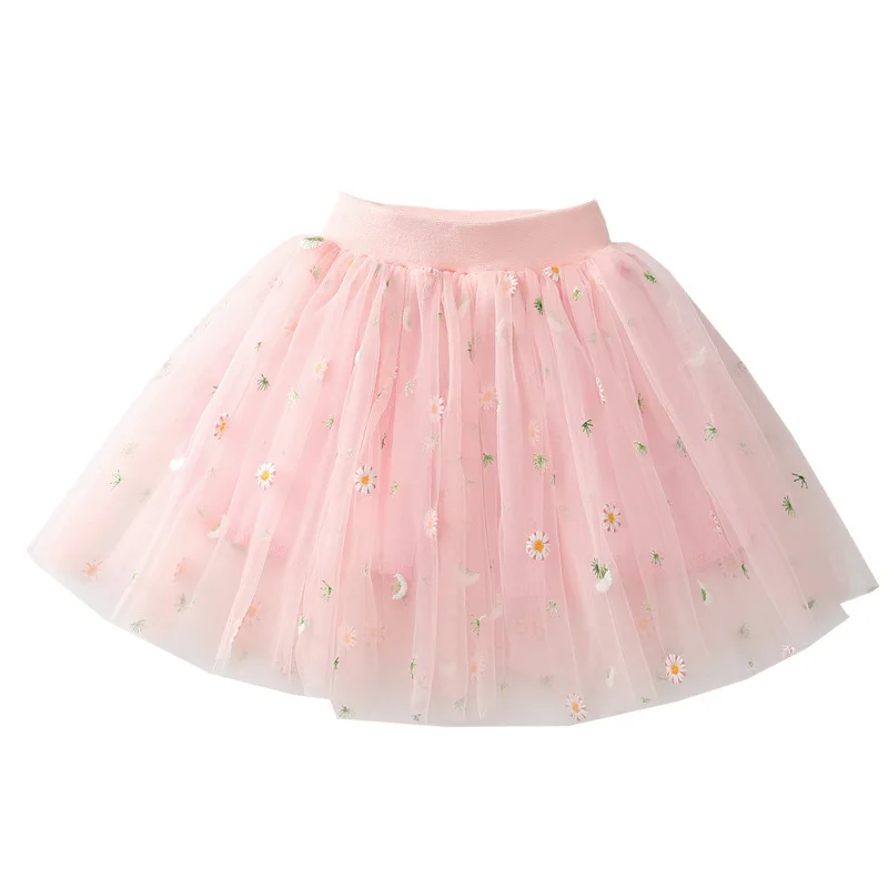 Toddler Girl Fluffy Skirt Kids Outdoor Short Clothing Spring Fall New Children Baby Princess Fit Dresses Floral Mesh Dance Skirt