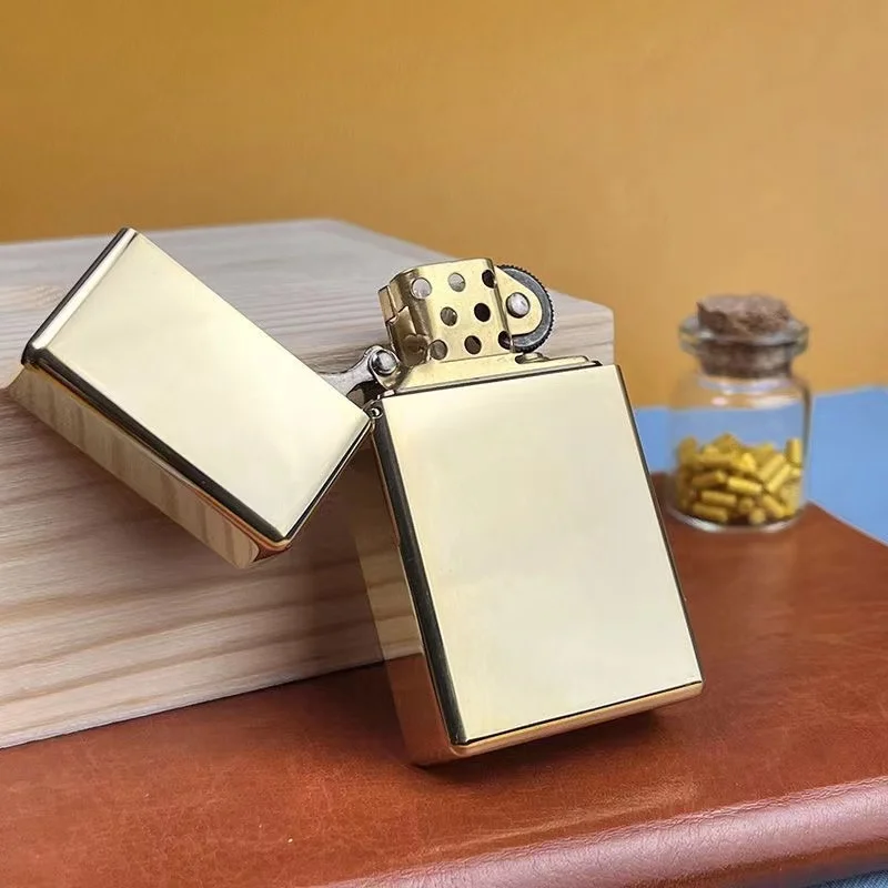 ZORRO Genuine Titanium 538 Narrow Machine Small Square Head Thickened Brass Kerosene Lighter Gadget Smoking Accessories