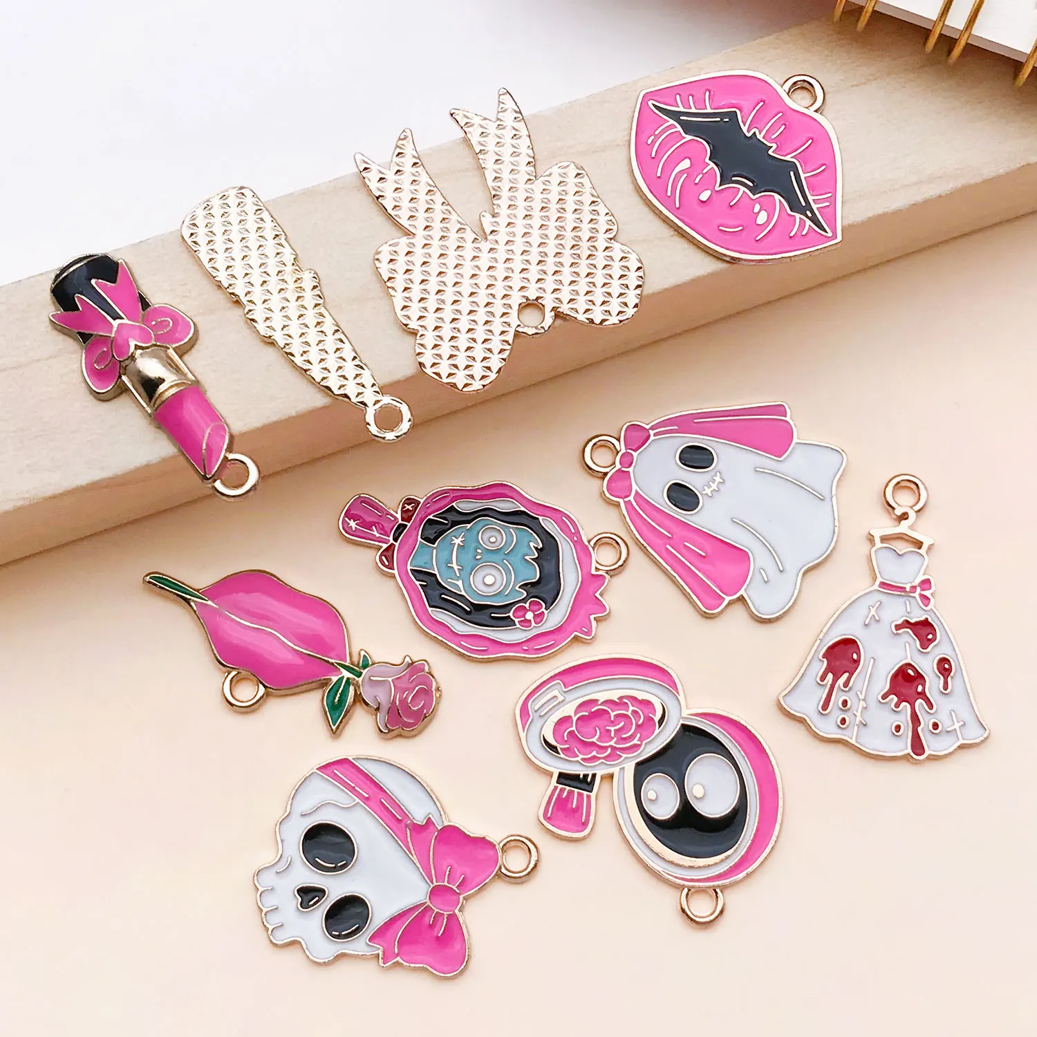 10pcs Creative Cute Ghost Enamel Charms for DIY Jewelry