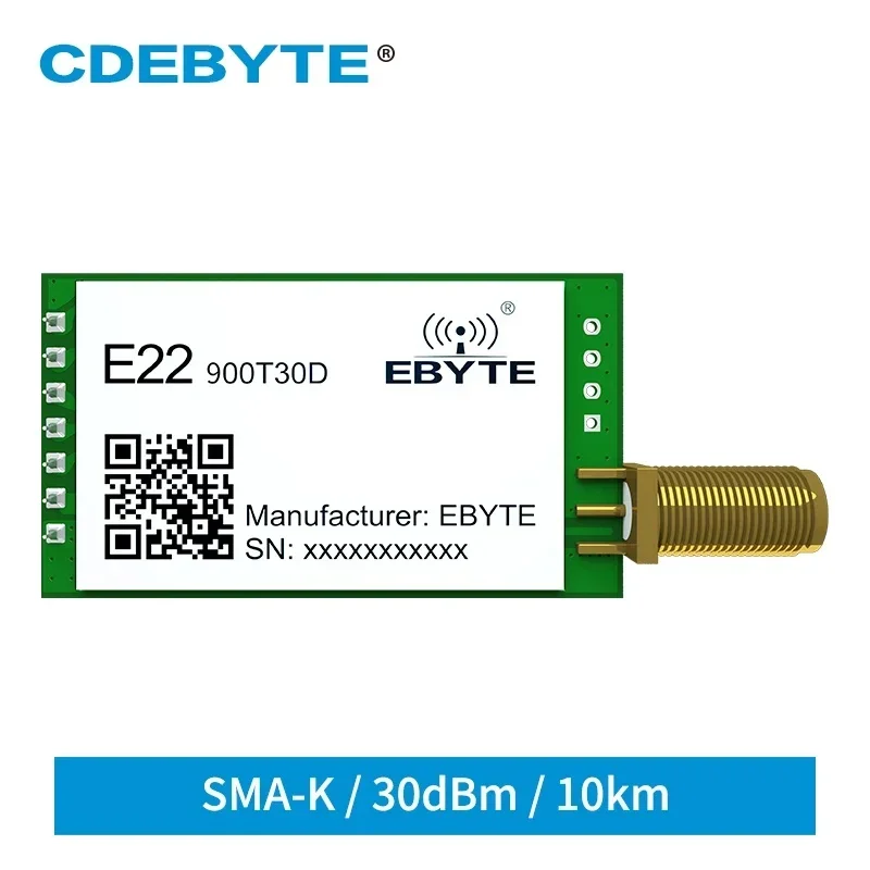 

LoRa Module 868MHz 915MHz RF 30dBm Long Distance 10km E22-900T30D-V2 Wireless Transceiver Receiver SMA-K Interface