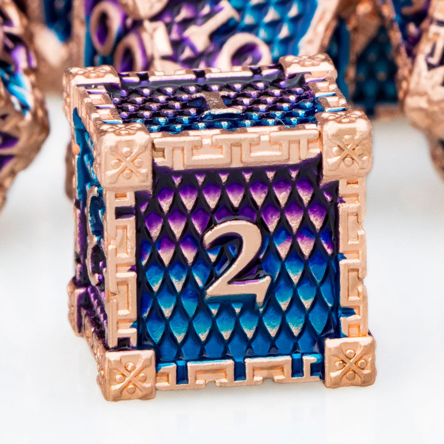 Blue Purple Dnd Metal Dragon Dice Set D20 D and D Dungeon and Dragon Tabletop Role Playing Game RPG Polyhedral D&D Roll Dice