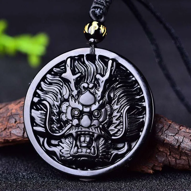 Natural Mexican Obsidian Dragon Head Pendant Smooth Finish Wholesale Quality Jewelry Accessory