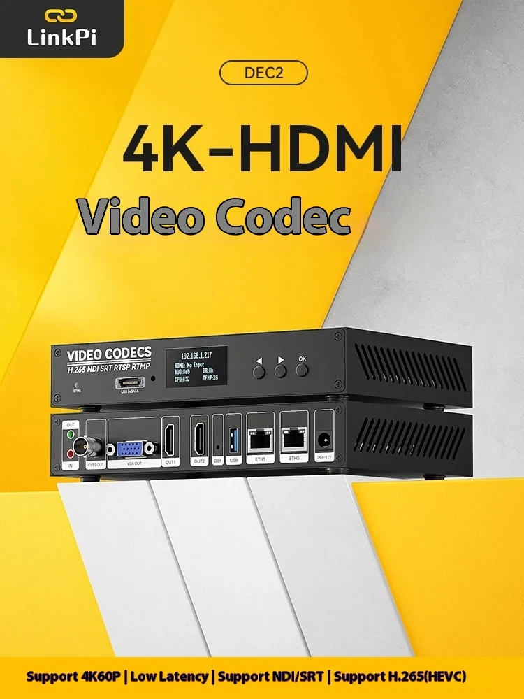 

2-канальный HDMI-декодер [DEC2] 4KP60, декодер SRT NDI RTMP для прямой трансляции