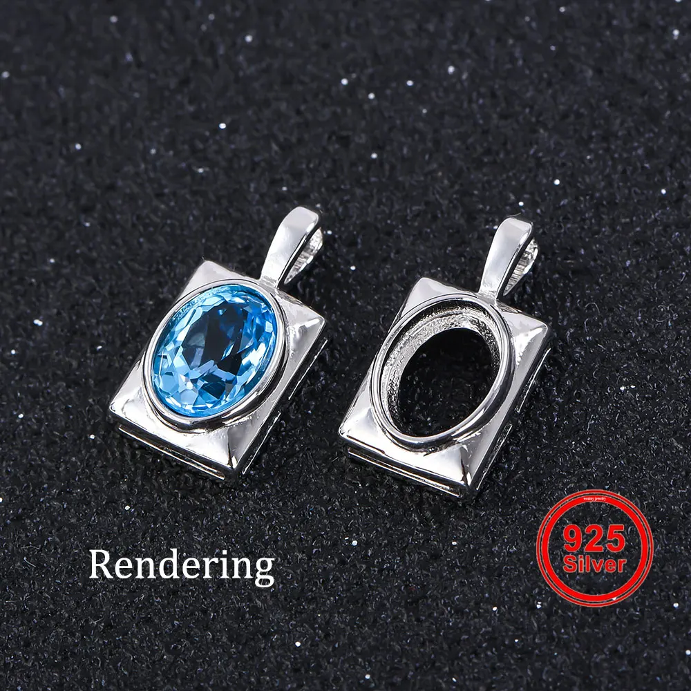 

6*8 Simple Bezel Pendant Setting, S925 Sterling Silver, Suitable for Handmade DIY Necklaces