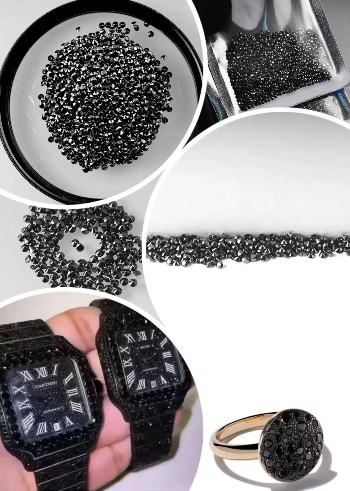 Black Melee 1CT=1BAG  0.7-3.0mm Moissanite  ICE OUT WATCH HipPop Jewelry Cuban Chain HIP H Round Brilliant Cut  Wholesale Price