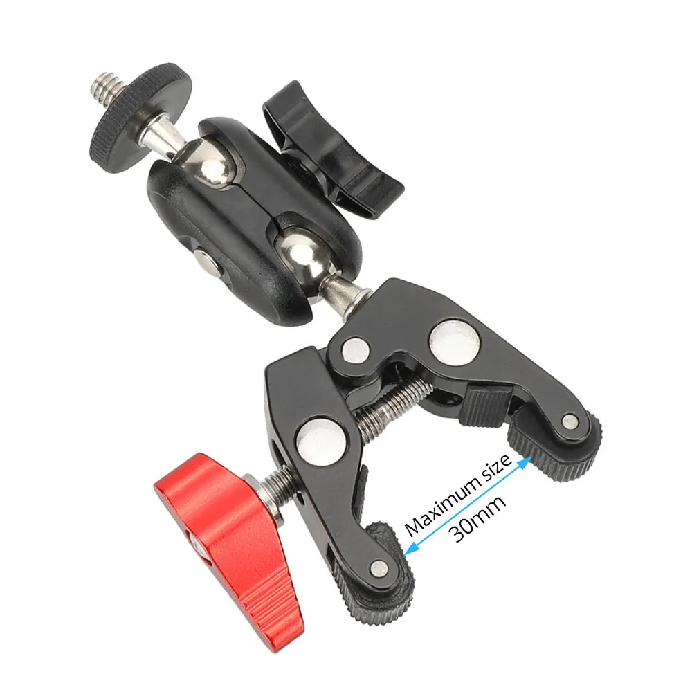 KIMRIG Metal Super Clamp with 360° Double Ball Head Magic Arm Clamp with 1/4\