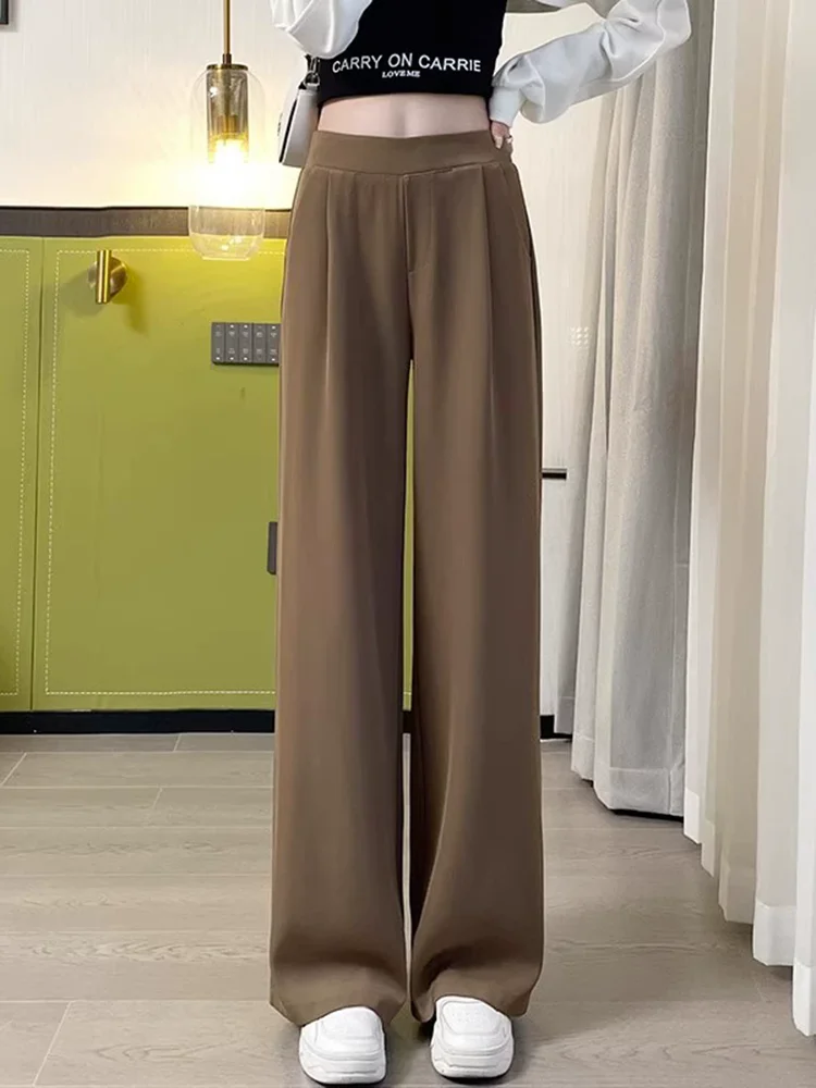 Taille haute droite jambe large taille élastique Baggy pantalon mince femmes décontracté nouveau pantalons de survêtement printemps été mode pantalons