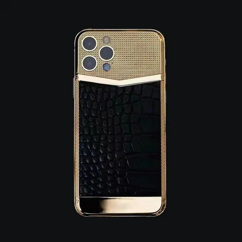 Accept custom crocodile skin cowhide crocodile gold plating for iPhone