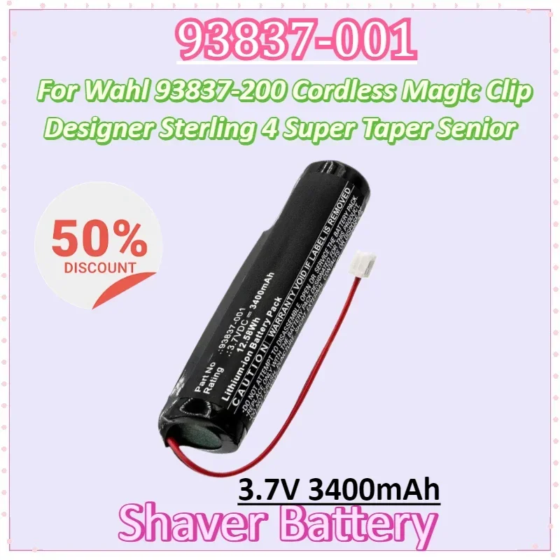 

93837-001 3.7V 3400mAh 12.58Wh Battery for Wahl 93837-200 Cordless Magic Clip Designer Sterling 4 Super Taper Senior Battery