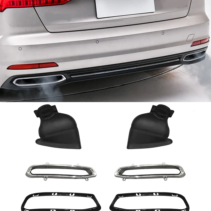 Car Styling real Tail Pipes for Audi A6 C8 2019 Exhaust Pipe Silencer Frame Cover Trim Sticker Chrome Exterior Accessories