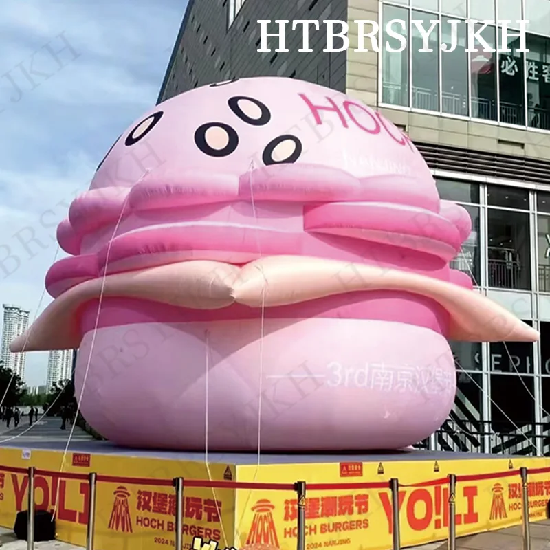 Inflatable burger air model with white LED lights Dessert shop bakery decoration layout propaganda drainage