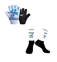 2024 BAHRAIN VICTORIOUS Team One Pair Half Finger Cycling Gloves + ONE PAIR CYCLING SOCKS