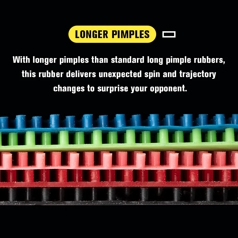 SPD Super Long Pips Table Tennis Rubber (OX) - Colorful, Extra-Long, Inverted-Pyramid Textured Pips for Chop & Spin Reversal