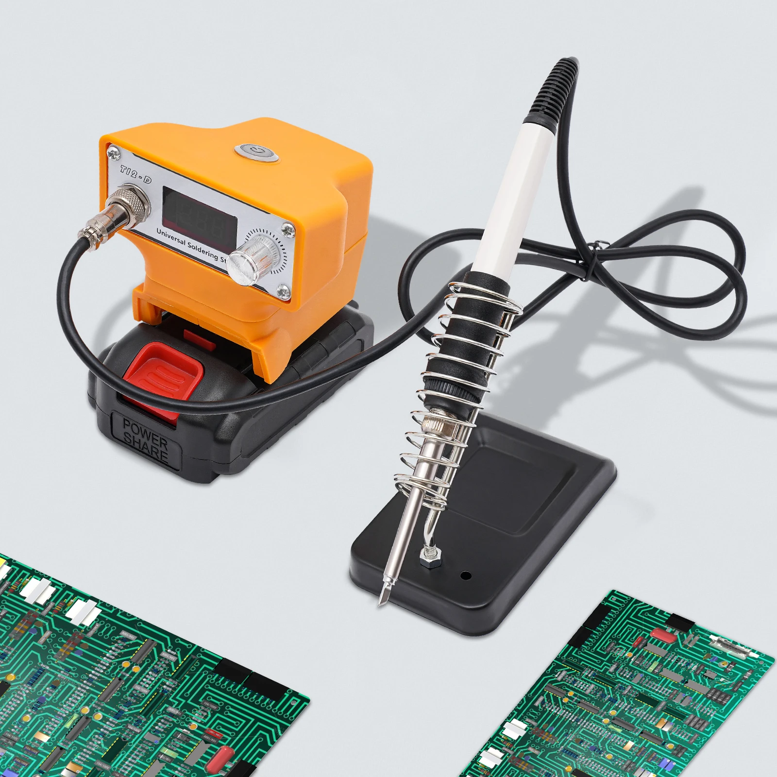 محطة لحام محمولة خارجية باللون الأصفر T12-D محطة لحام حديد دقيقة لإصلاح إعادة صياغة لحام المعادن