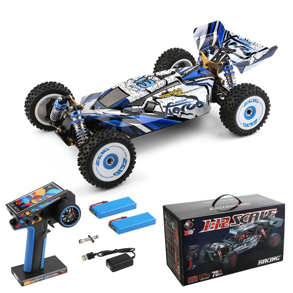 WLtoys 124016 124017 RC Car 75KM/H High Speed Brushless 4WD Electric Off-road Drift Remote Control Vehicle Toys with 2Batteies