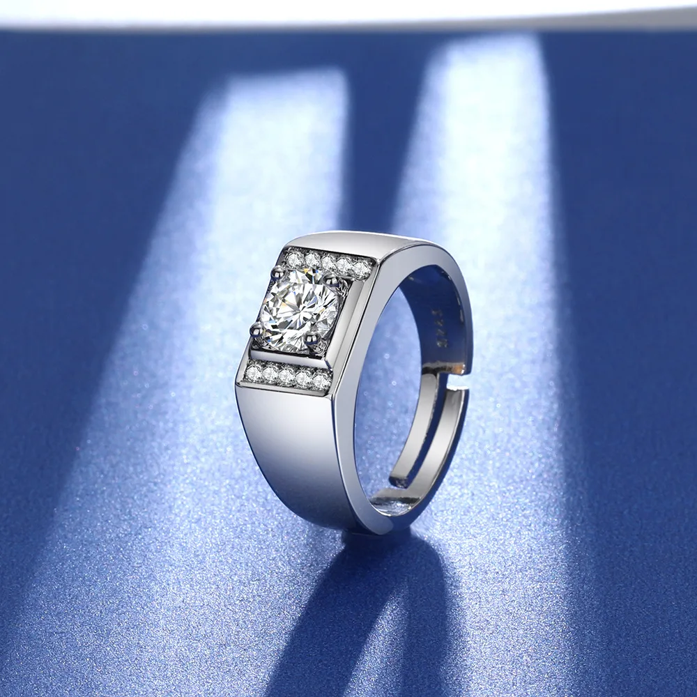 PT950 Powerful Men's Morganite Ring - Opened Eight-Pointed Heart Male Ring