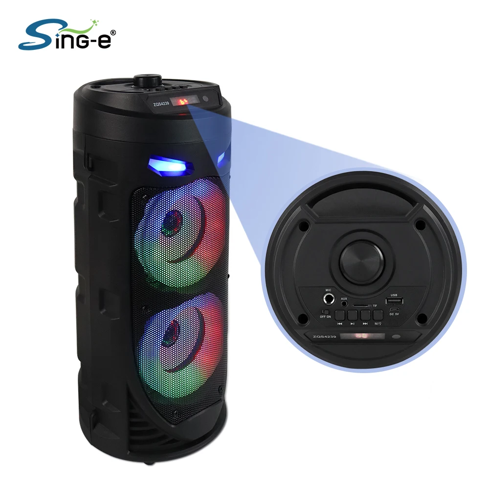 ZQS4239 Double 4-inch Horn Outdoor Party Karoake Speaker Subwoofer Loudspeaker Wireless Bluetooth Speakers With Led Light