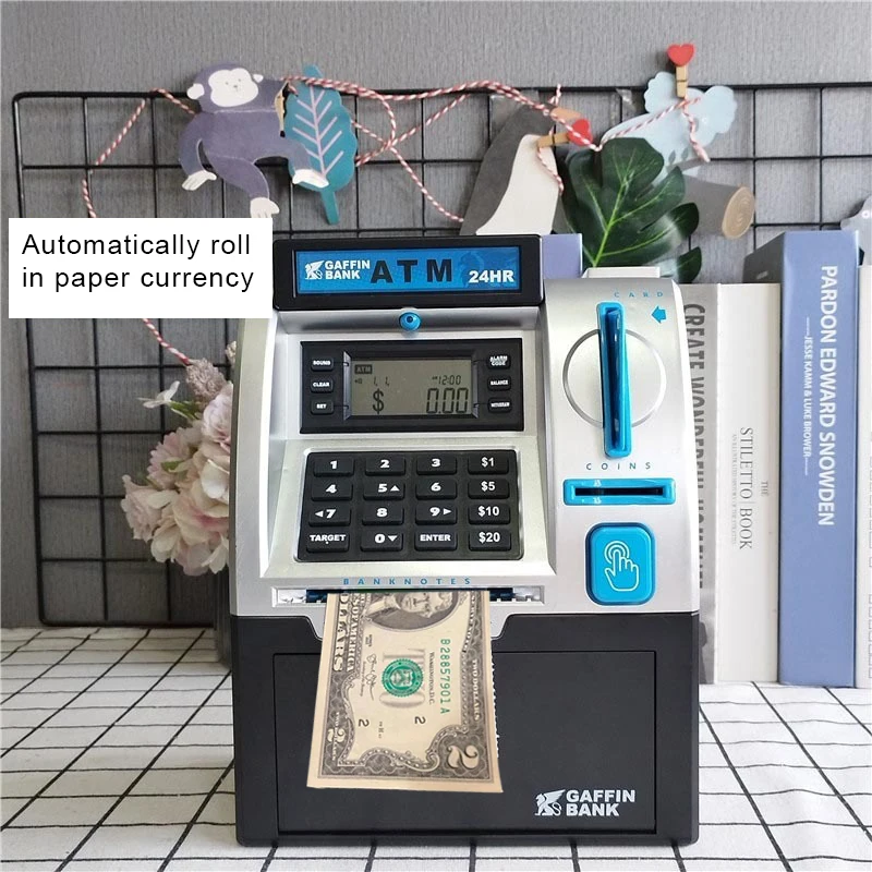 Children's Toy, ATM Piggy Bank, Fingerprint Recognition Password Card Insertion Counting Piggy Bank, Atm Savings Bank, Cash Box