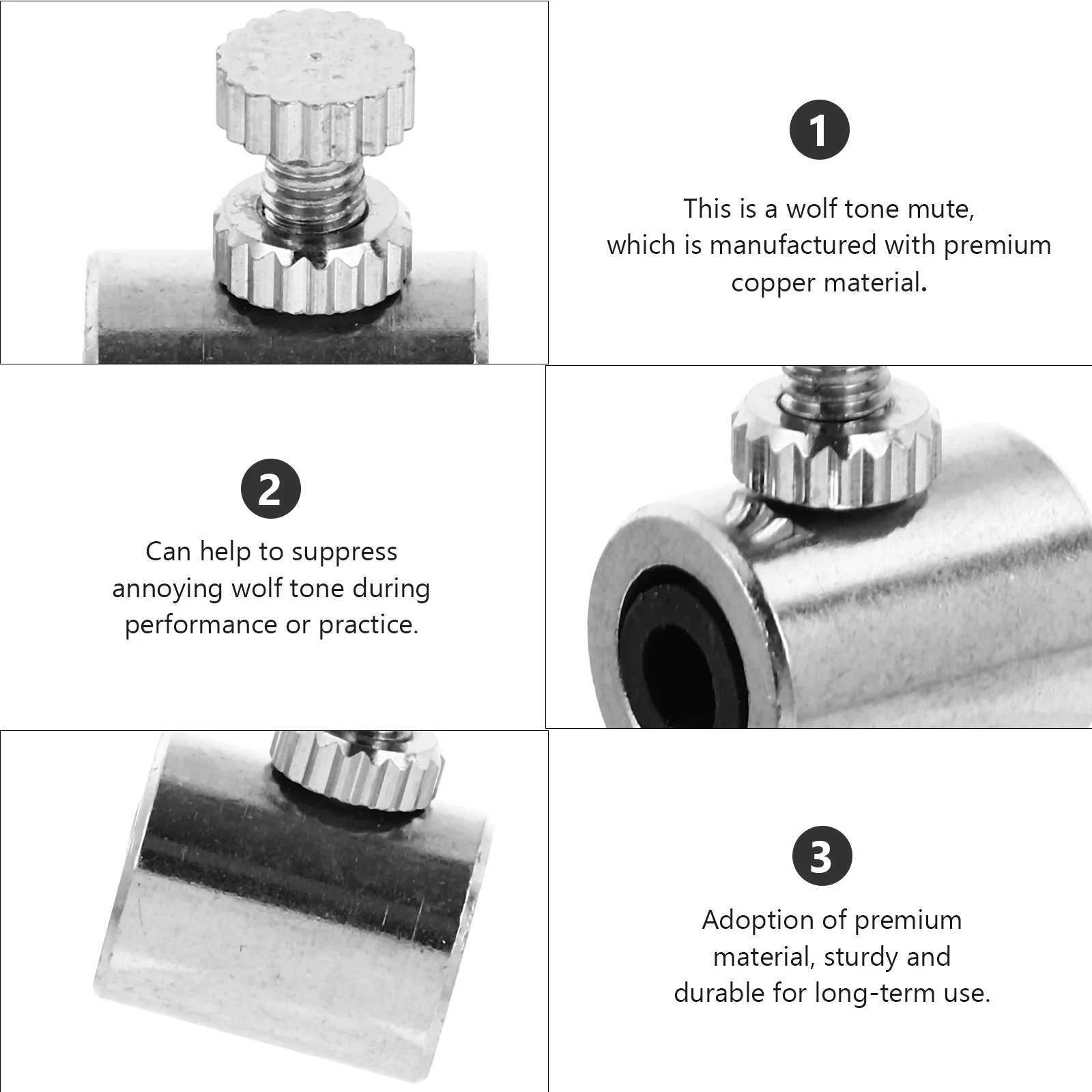 2 ชิ้นไวโอลินหมาป่า Sounder Instruments Note Mute Part Tone Eliminator โลหะดนตรีอุปกรณ์เสริมทองแดง Suppressor