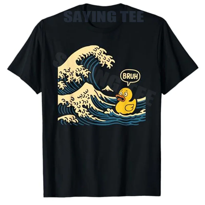 Bruh pato masculino feminino meninos moda engraçado japonês camiseta y2k bonito quadrinhos dos desenhos animados roupa gráfica blusas de manga curta n