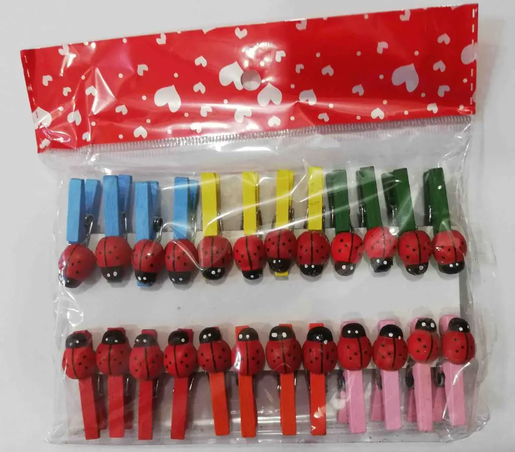 24'lü Ladybug Wooden Pegs 3cm (24'lü Set-12 Package)