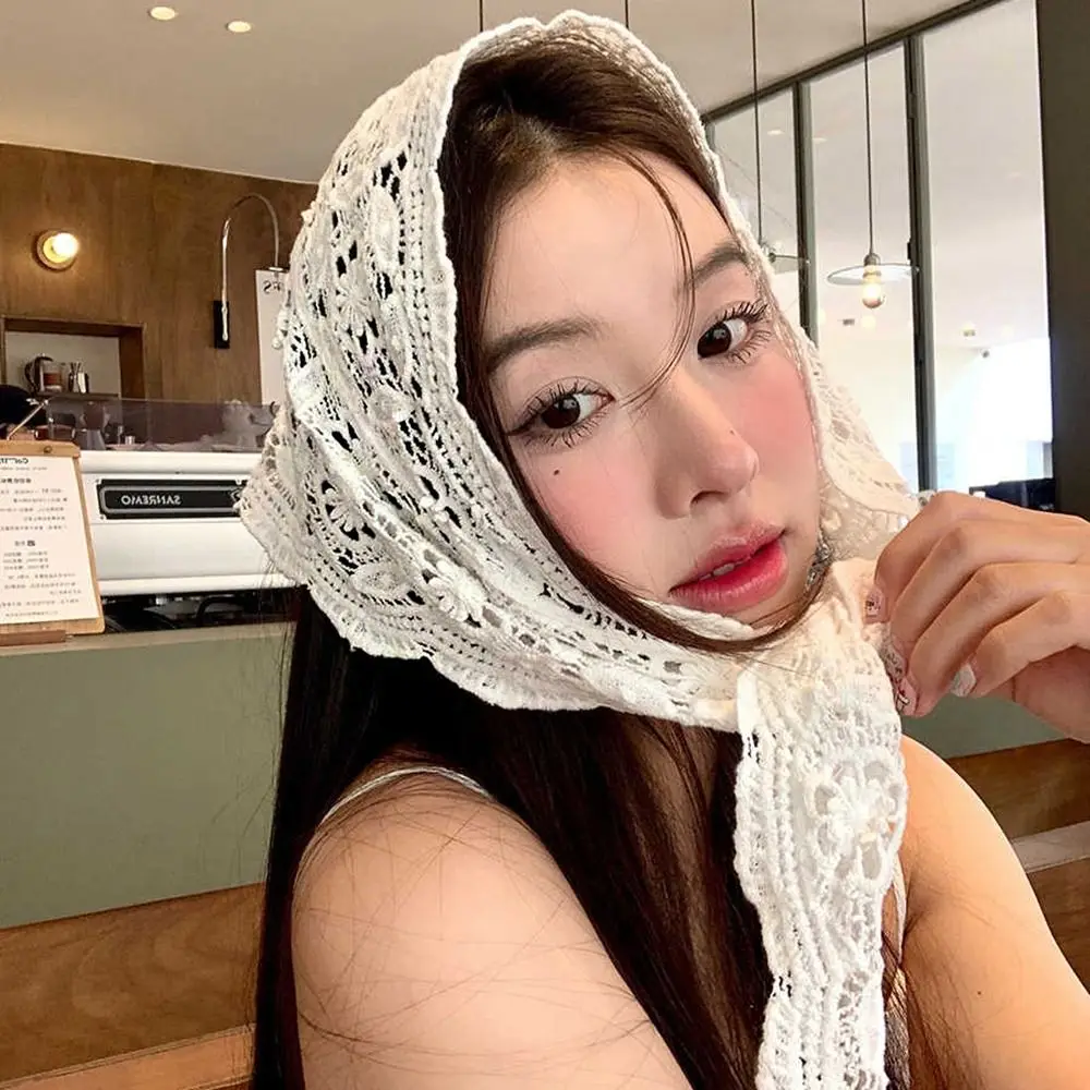 

Retro Fake Collar Lace Shawl White Cloak Lace Triangle Scarf Clothes Decoration Wraps Flower Scarves Women