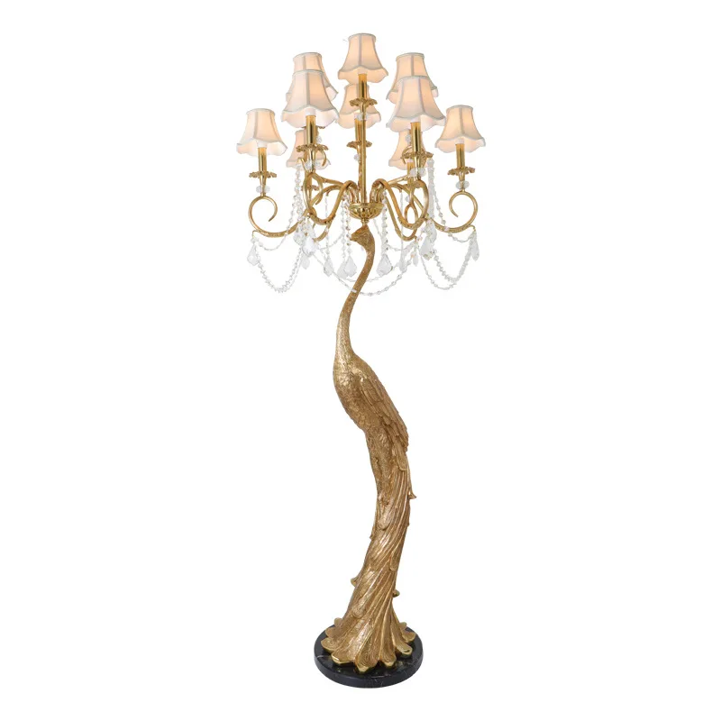 

French style, all copper, peacock, crystal, living room, floor lamp, European style