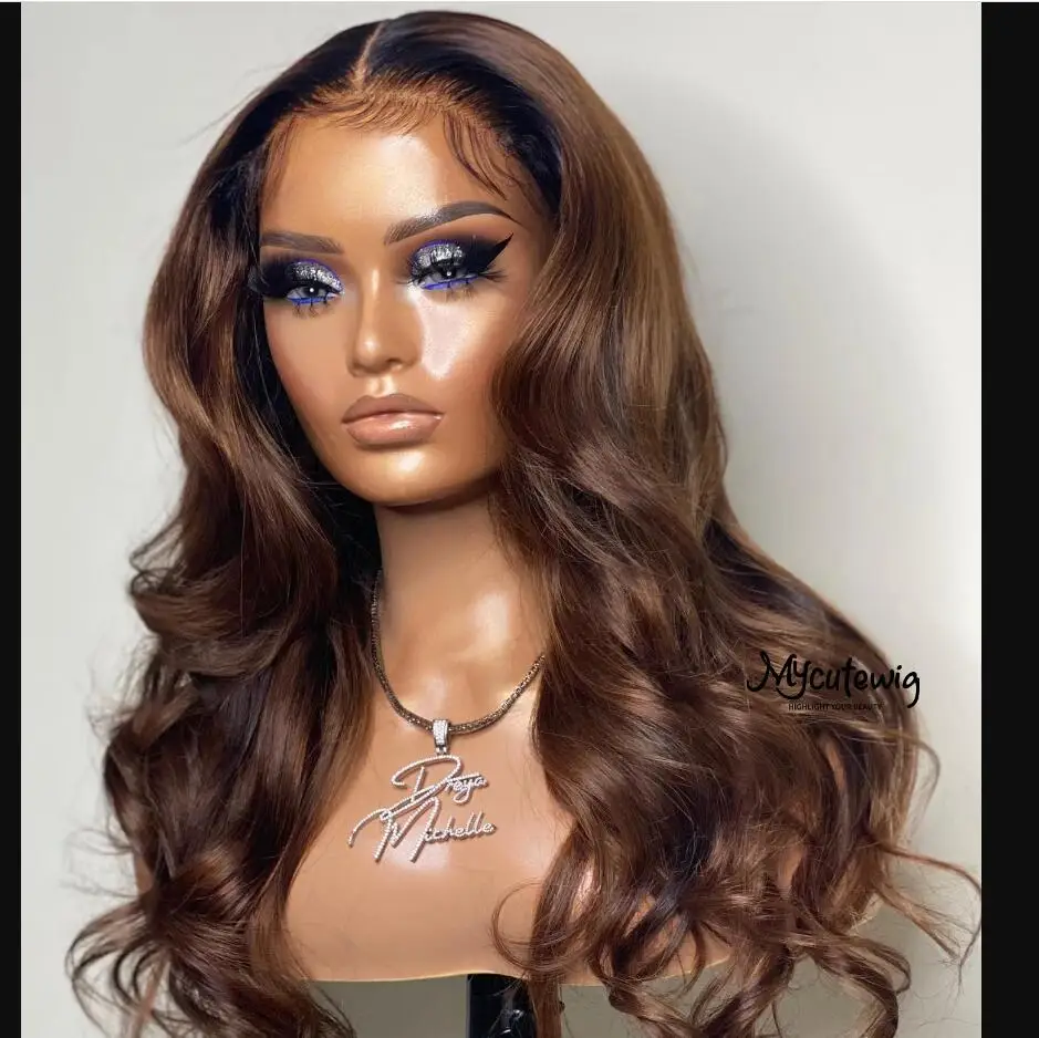 

Long 28inch Brown Boby Wave 5x5 Silk Base Glueless Jewish Human Hair Wig With BabyHair HD Lace European Hair Preplucked Daily